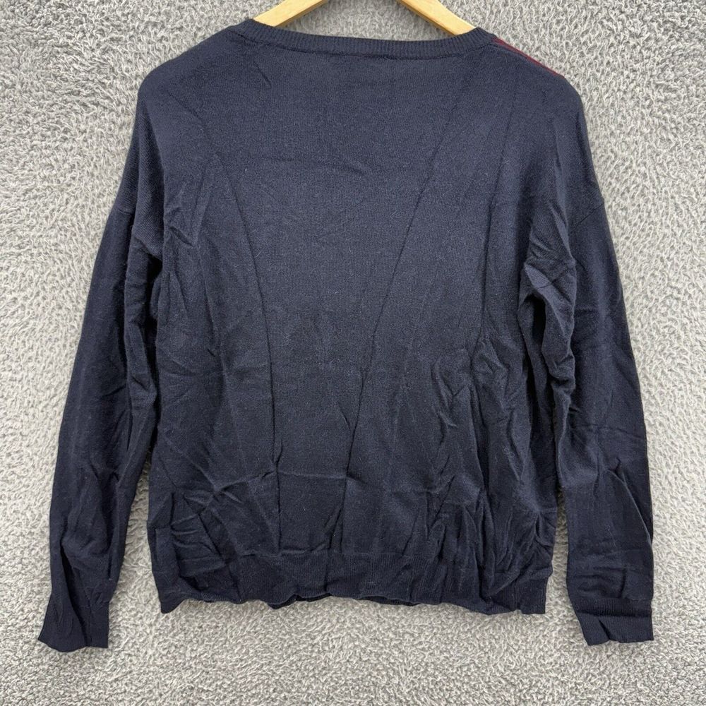 J Crew‎ Womens L Striped Crew Neck L/S Sweater Wool Blend Navy Striped Patchwork - Picture 7 of 7